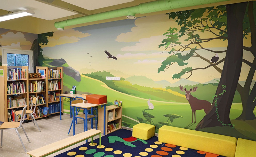 École — Fresque nature bibliothèque